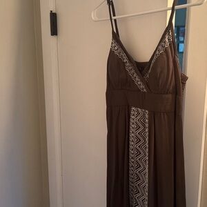 Apt. 9 Chocolate Maxi Dress with Cream Patterns